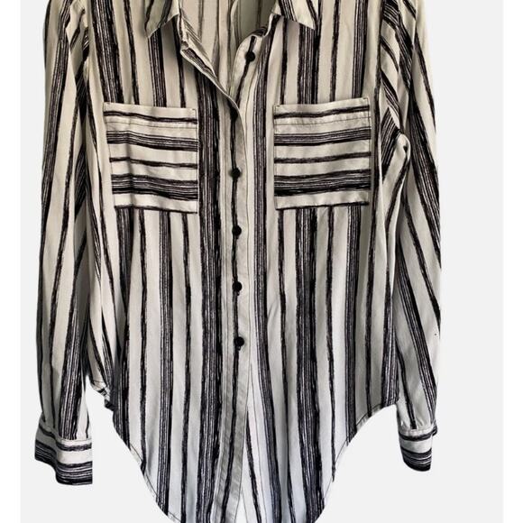 Chicos Gaucho Two Piece Jumpsuit 1.5 10 Navy Blue White Stripe Wide Leg Blouse - Picture 6 of 10